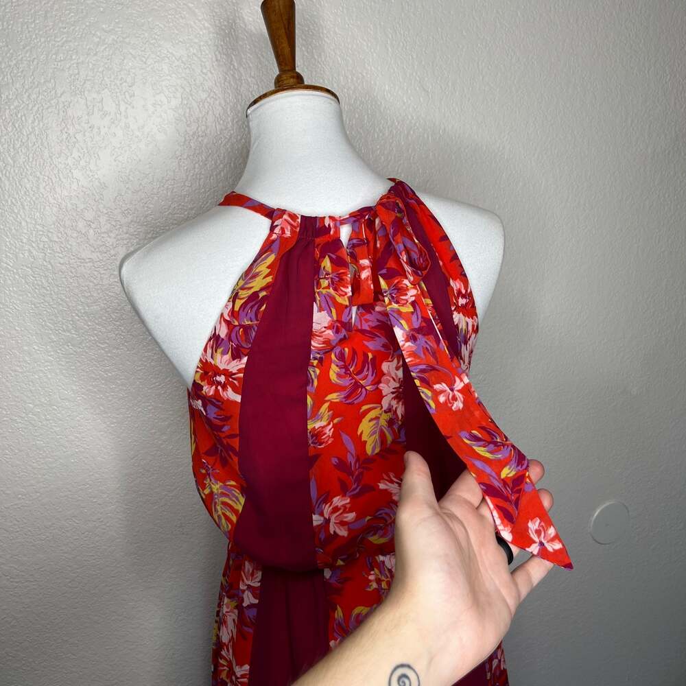 ModCloth Floral Halter Neckline Maxi Chiffon Dress - Picture 3 of 10
